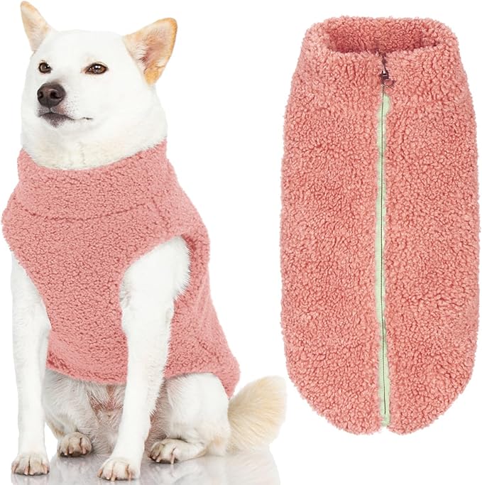 Gooby Sherpa Vest - Mauve Pink, X-Large - Warm Fuzzy Fleece Step in Dog Jacket Without Ring Leash - Winter Small Dog Sweater - for Everyday Use