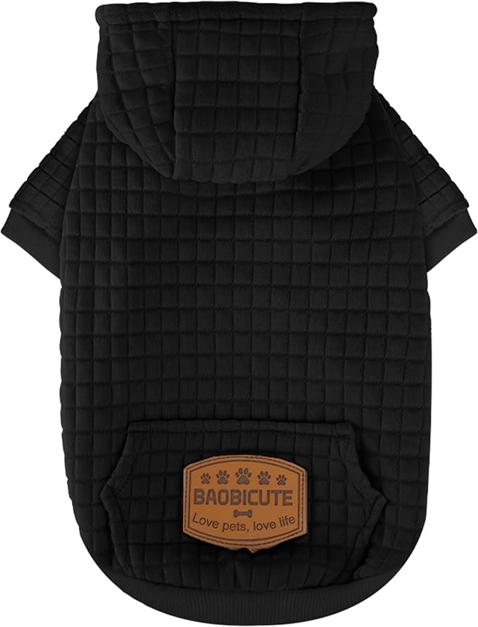 2 Pack Dog Hoodie Sweaters for Small Medium Dogs Warm Dog Clothes for Large Dogs Soft Waffle-Like Laminated Sweatshirt Bulldog (Black, S/M (Back: 13",Chest: 18.5", Neck: 12"))