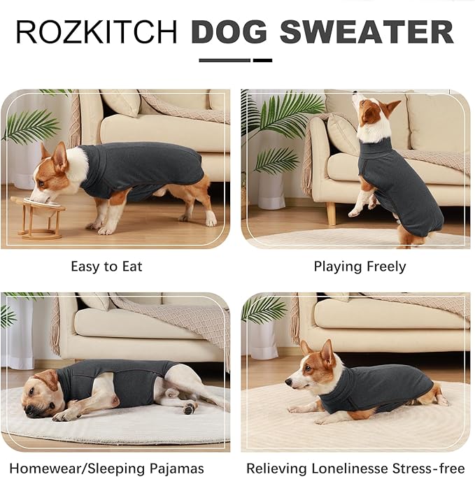 ROZKITCH Dog Winter Coat Soft Pullover Pajamas with Leash Hole, Pet Windproof Warm Cold Weather Jacket Vest Cozy Jumpsuit Apparel Outfit Clothes for Walking Hiking Travel Sleep Black XS