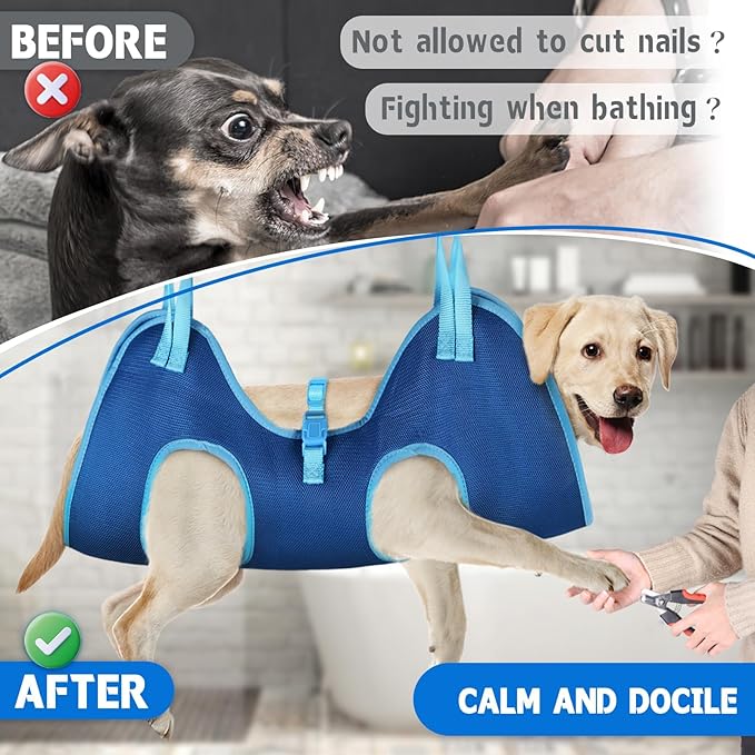 Supet Cat Grooming Hammock, Dog Hanging Harness for Nail Trimming Doorframe, Pet Holder Restraint for Clipping Nails, Pet Hoist Sling for Cutting Nails, Ear & Eye Cleaning, Medicine at Home (XS)