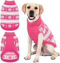 KOOLTAIL Cable Knit Dog Sweater Turtleneck, Cold Weather Pullover Classic Knitwear, Snowflake Pattern Thick Warm Winter Pet Clothes, Dog Christmas Sweater for Small Medium Large Dogs Girl, Pink M