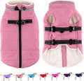 Dogcheer Dog Coat with Harness, Waterproof Dog Jacket Adjustable Winter Coat with Zipper, Christmas Puppy Snow Jacket Fleece Sweater for Small Medium Large Dogs - Light Pink L