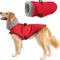 Mihachi Dog Coat for Large Dogs, Warm Dog Winter Coat Waterproof Dogs Jacket with Harness Built in Reflective Pet Fleece Vest, Puppy Cold Weather Coats Turtleneck & Windproof Pet Snowsuit, Red L