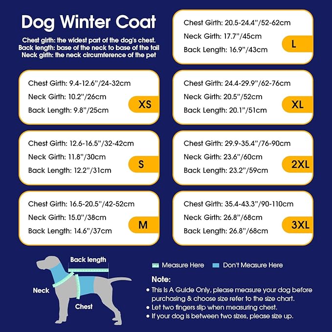 Dog Winter Coat Warm Padded Puppy Jacket Windproof Water Resistant Clothes for Small Medium Large Pets Christmas Sweater Outfit Vest(DarkBlue, L)