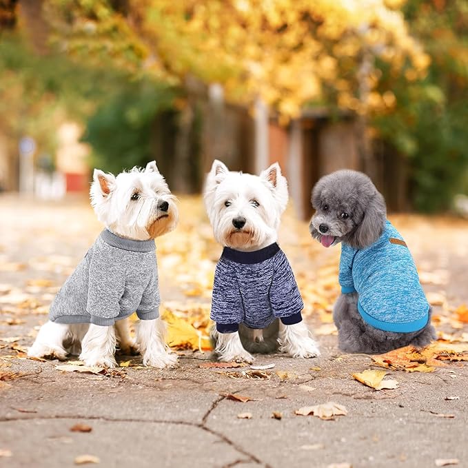 Idepet Pet Dog Classic Knitwear Sweater 3 Pcs, Fleece Coat for Small,Medium Dogs,Warm Pet Dog Cat Clothes,Soft Puppy Customes for Dog Grils Boys,XX-Small