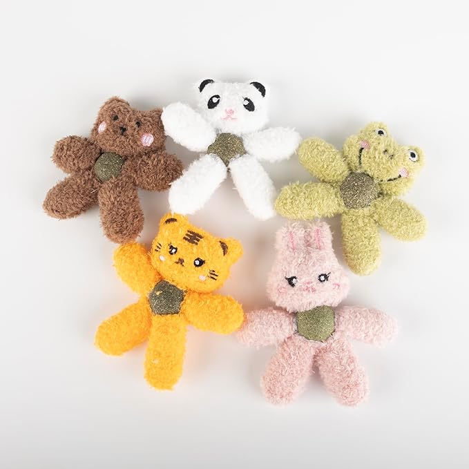 Cat Toys with Catnip Kitten Chew Bite Supplies Boredom Relief Fluffy Kitty Teeth Cleaning Chewing Cat Lovers Interactive Plush Gift (Frog)