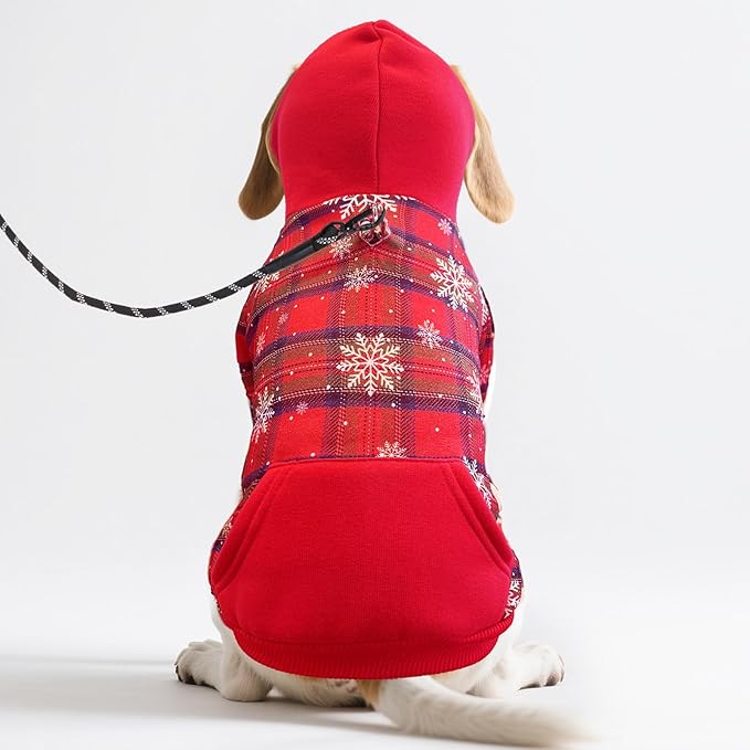 PUPTECK Fall Winter Dog Hoodie Pet Sweatshirt Soft Warm Clothes Fleece Lined with Hat for Small Medium Large Dogs, Pocket Design, Snow XL