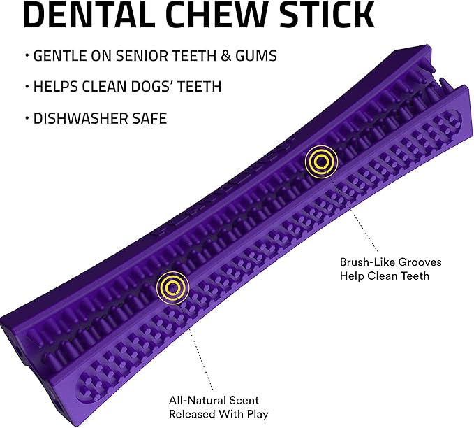 Playology Dog Toys | Dental Chew Stick Gentle on Gums | Jumbo Pork Sausage Scented Toy - Easy to Clean and Made from Non Toxic Materials