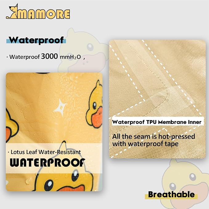 Dog Raincoat,Waterproof Rain Poncho with Hoodie, High Reflective Adjustable Pet Rain Jacket with Leash Hole for Small Medium and Large Dogs (Yellow Duck, Medium)