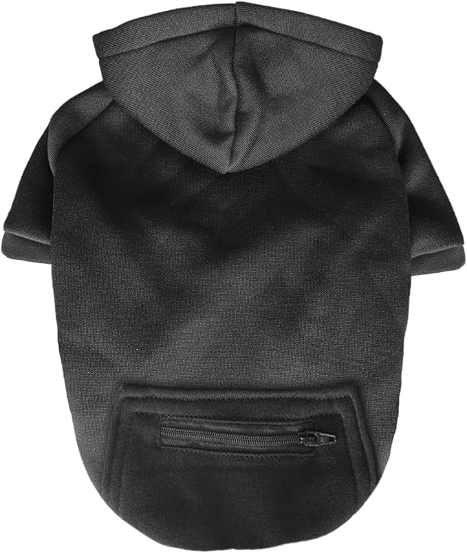 Jecikelon Pet Dog Cold Weather Coat with Pocket Winter Dog Hoodie Warm Puppy Clothes for Small Dogs Chihuahua Clothing (Black, X-Large)