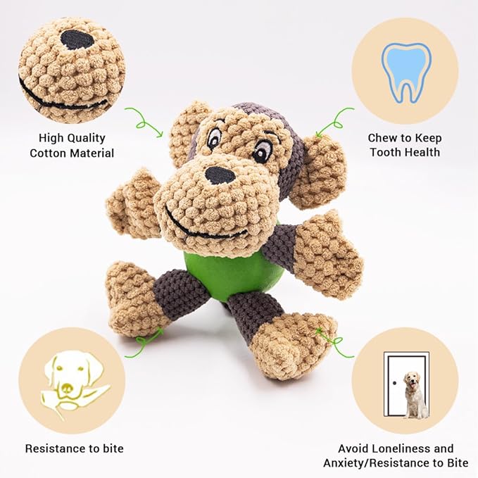 Raffaelo Dog Toys, Puppy Toys, Stuffed Teething Cleaning Chew Toys, Plush Interactive Dog Toys to Keep Them Busy with Squeaky, Training Reward Gift - (5.9-6.3")