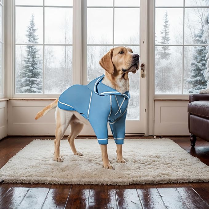 Basic Dog Hoodie Sweatshirts, Pet Clothes Hoodies Sweater with Hat and Leash Hole, Soft Cotton Outfit Coat for Small Medium Large Dogs, Light Blue (XX-Large)