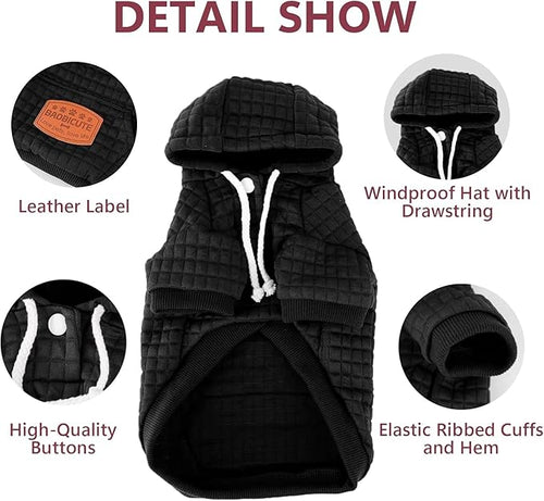 2 Pack Dog Hoodie Sweaters for Small Medium Dogs Warm Dog Clothes for Large Dogs Soft Waffle-Like Laminated Sweatshirt Bulldog (Black, 3XL (Back: 29.5",Chest: 36.5", Neck: 27"))