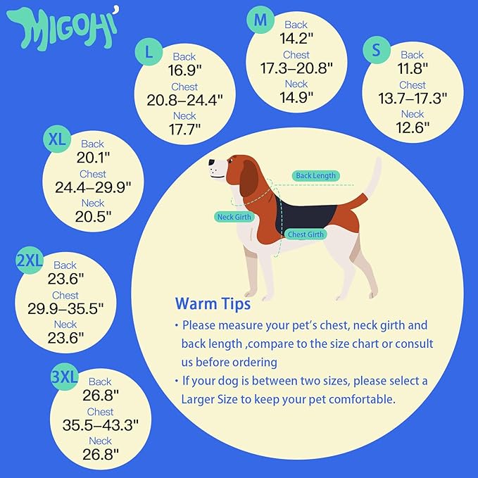 MIGOHI Reflective Waterproof Windproof Dog Coat - Warm Jacket Reversible Stormguard Winter Vest for Small to Large Dogs (Navy, XXL)