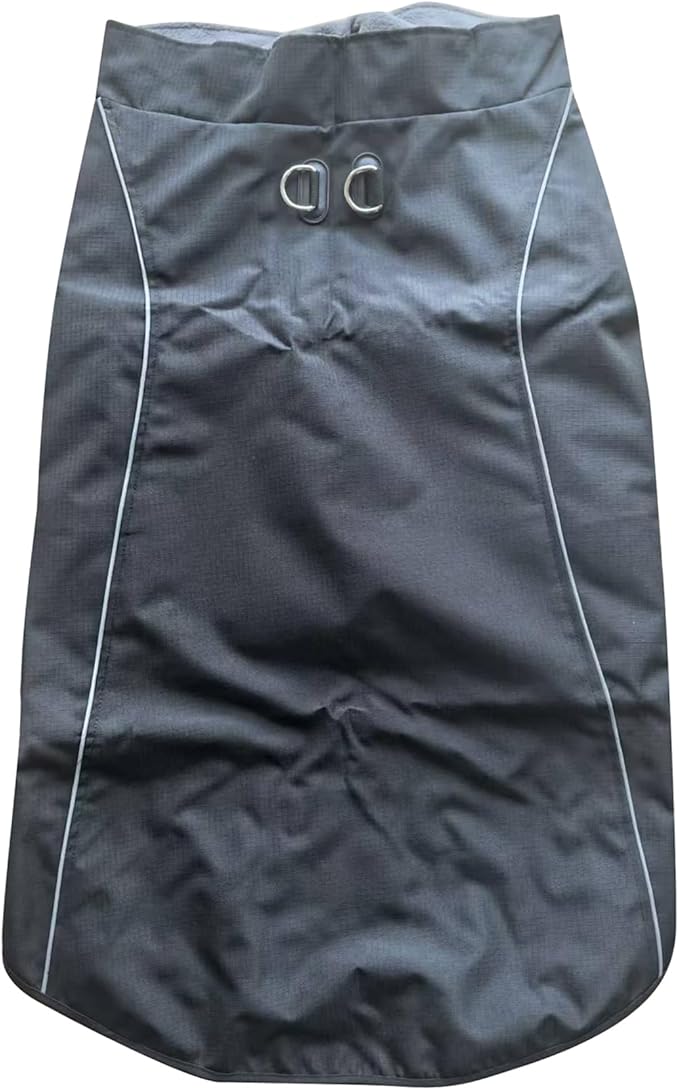 Outdoor Waterproof Dog Jacket for Extra Large Dogs,Doggie Coats with Harness Buitl in D-Ring Warm Fleece Dog Clothes for Cold Winter,Black 5XL