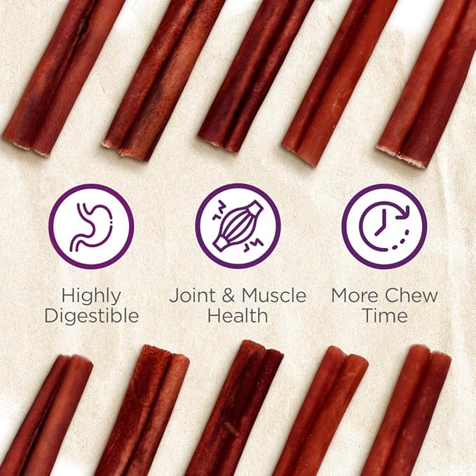 Natural Farm Odor-Free Super Collagen Dog Chews (3-5 Inch, 10-Pack) The First Ever Real Bull Sticks Alternative: 100% Natural Angus Hide Collagen Treats - More Protein, More Chew Time for All Dogs