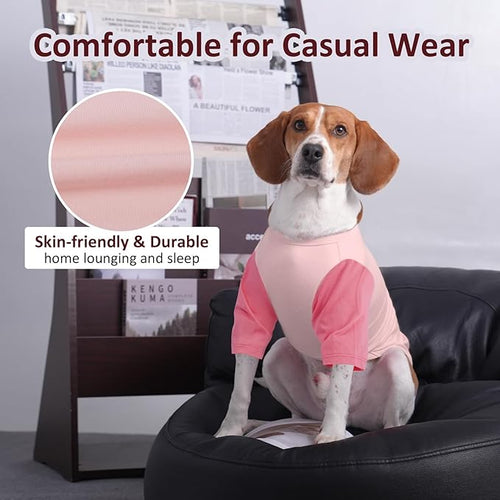 2 Pack Large Dog T-Shirts 3XL - Breathable Lightweight Cotton Shirt for Dogs, Shedding Control Sun Protection Summer Clothes for Large Breed Husky, Labrador, Day Walk, Sea, Park Play, Pink