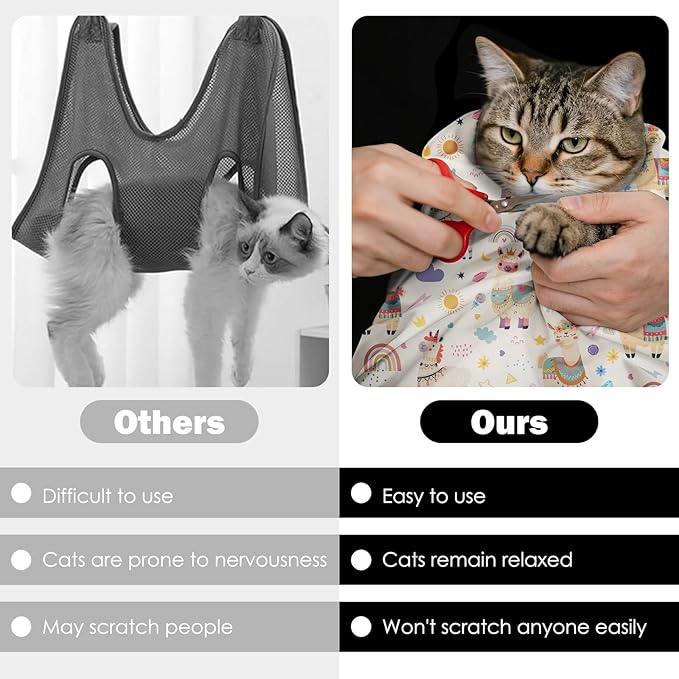 27.6"Cat Grooming Wrap, Self Adhesive Cat Wrap for Cutting Nails, Anti-Escape Calming Cat Swaddle Wrap for Medicine Ear Cleaning, Alpaca Anti-Scratch Cats Burrito Restraint Blanket, Pet Tool(6-10 lbs)