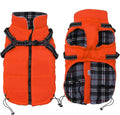 Geyecete Winter Warm Coat Waterproof Dog Winter Jacket with Harness Traction Belt,Pet Outdoor Jacket Dog Autumn and Winter Clothes for Medium, Small Dog-Orange-XL