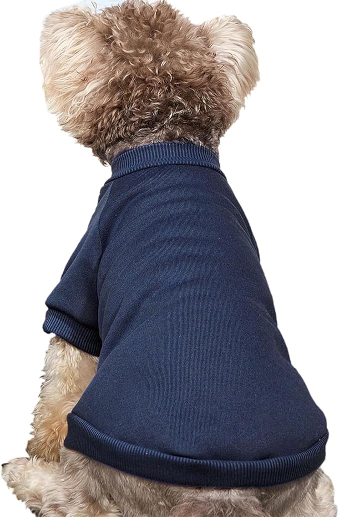 Puppy Sweater for Small Dogs Clothes Warm Winter Cat Clothe Pet Sweatshirt Knitwear Doggie Kitten Clothing (Small, Navy)