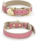 NINA WOOF Rio Vegan Leather Dog Collar - Padded Luxury Dog Collar with Adjustable Buckle - Collar for Dogs, Small Dogs and Large Dogs (Extra-Small, Pink)