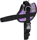 Bark Appeal Purple Plaid No-Pull Dog Harness for Medium to Large Sized Pets – Adjustable, Reflective Vest with 3 Leash Clips for Added Control, Easy Walks & Training – Large