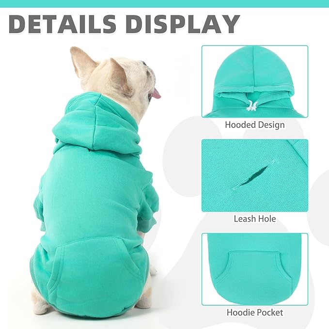 KOOLTAIL Basic Dog Hoodie - Soft and Warm Pet Hoodie Sweater with Leash Hole and Pocket, Dog Winter Coat, Cold Weather Clothes Sweatshirt for Small Medium Large Dogs Puppy Cat Boys Girls XL/XXL