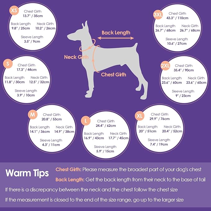 SUNFURA Full Body Dog Coat - Warm Fleece Jacket for Small Dogs, Turtleneck Winter Coats with Harness, Reflective Dog Snowsuit Windproof Puffer Jackets with Legs for Pug, Jack Russel, Orange S