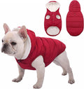 Fleece Hoodie, Windproof Waterproof Coat, Winter Warm Jacket, Cold Weather Pet Apparel Clothes Vest for Small Medium Large Dogs (M, Red)