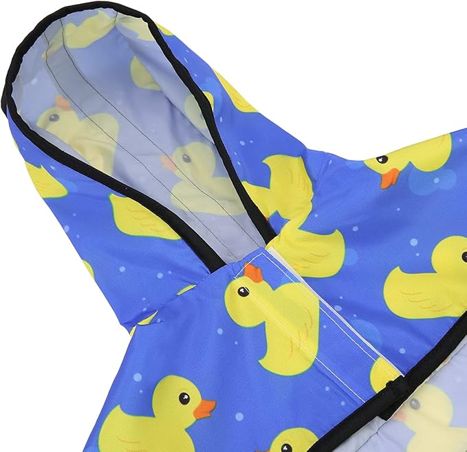 HDE Dog Raincoat Jacket Reflective Adjustable Hooded Pet Poncho Rain Coat with Leash Hole for Small to X-Large Dogs Rubber Ducks - XL