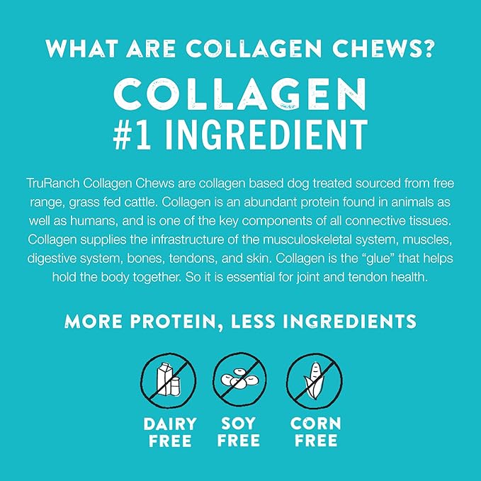 TRURANCH Collagen Sticks - 5" Collagen Sticks for Dogs - Long Lasting Healthy Joint Support Dog Treat - Rawhide Alternative - Skin & Coat Health - Made with Real Chicken, 1 Bag, 15 Count