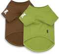 Koneseve Dog Shirts 2 Pack Soft Tee Comfortable Pet Clothes for Small Pets Brown & Avocado Green XS