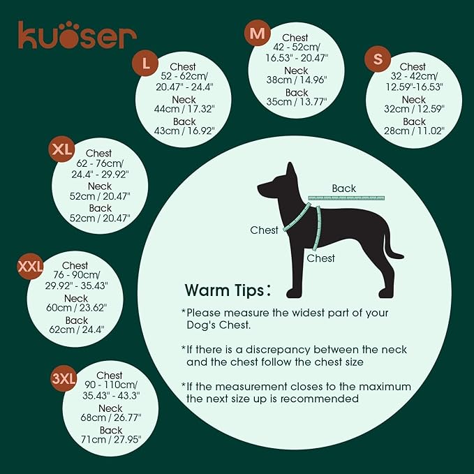 Kuoser Super-Warm Dog Coat Windproof Cold Weather Coats for Extra Large Dogs, Fleece Lining Turtleneck Dog Jacket Reflective Adjustable Pet Winter Snowsuit, Red 3XL