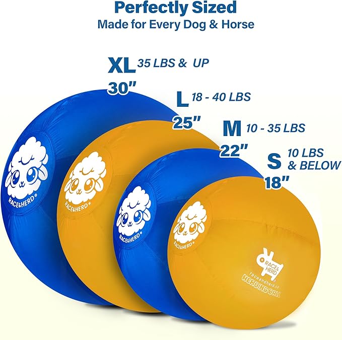 Race&Herd 25" Original XXL Herding Ball for Dogs - Giant Herding Dog Ball Australian Shepherds, Herding Toys, Dog Training Toy for Large Breeds, Dog Toy for Outdoor Play (for Medium Dogs, Yellow)