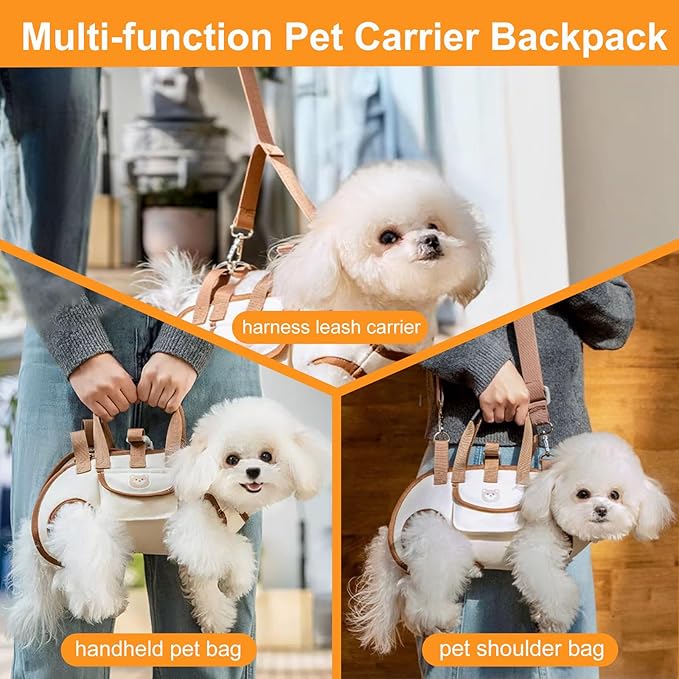 Snuggle Sling Dog Carrier, Adjustable Full Body Lift Harness for Small Dogs and Cats, Portable Breathable Pet Carrier Backpack with Hands-Free Shoulder and Treat Bag(Medium)