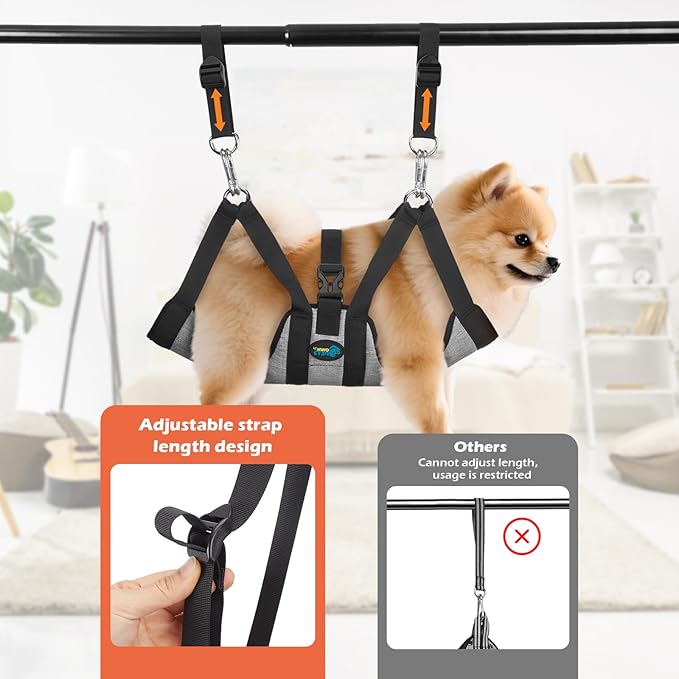 Ownpets Pet Grooming Hammock, Breathable Dog Grooming Hammock with Carabiners, Pet Grooming Harness Sling for Grooming, Hair Nail Trimming Cutting & More (XS)