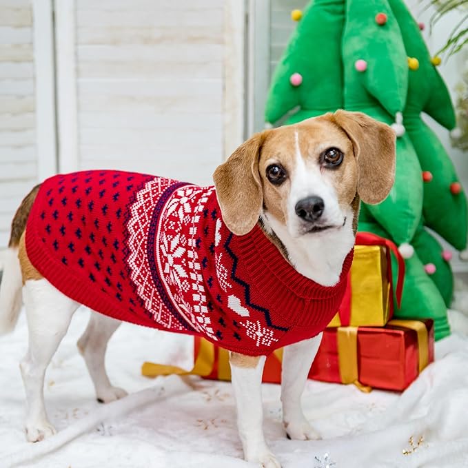 SCENEREAL Dog Sweaters for Medium Sized Dogs - Soft, Warm Turtleneck Pullover Fall Winter Dog Clothes, Knitted Argyle Dog Christmas Outfits, Ugly Pet Clothing for Boy Girl Puppy