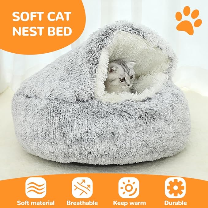 Lapcatz Nest Bed, 2026 Upgraded Cat Beds for Indoor Cats, Portable Fluffy Pet Bed, Durable Covered Cat Bed for Indoor Use, Soft Puppy Bed for Pet Owners (Green, Medium)
