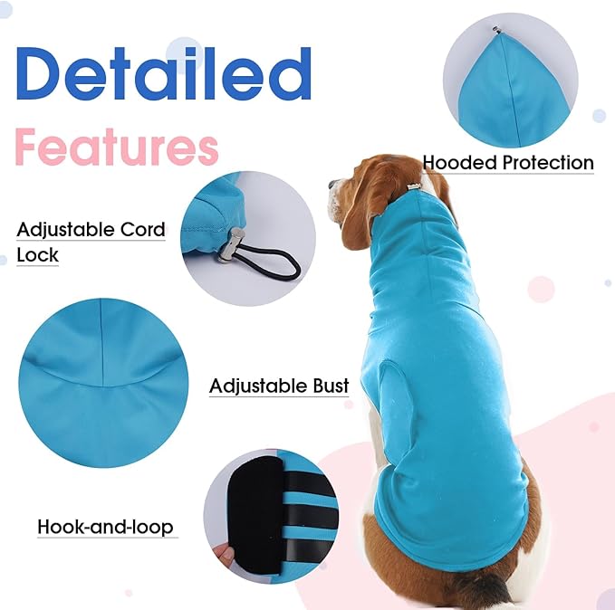 Large Separation Anxiety Shirt for Medium Dogs,Lightweight Fireworks Calming Vest Wraps Ears,Beagles Anxiety Relief for Party Celebration,Sound(Blue)