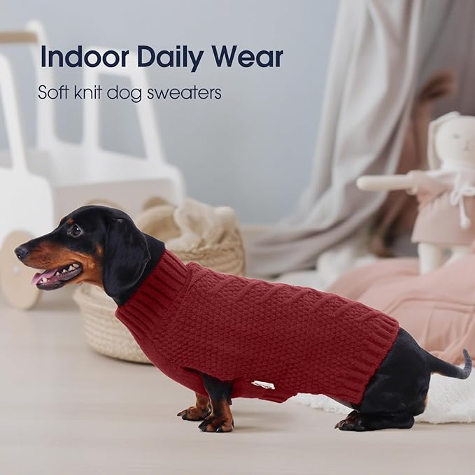 IECOii Dog Sweaters for Large Dogs, XXL Dog Sweater Warm Pullover Vest for Winter, Knitted Sweatshirt for Extra Large Dogs Boy Girl, Labradors, Pitbull Sweaters, DarkRed - 2XL