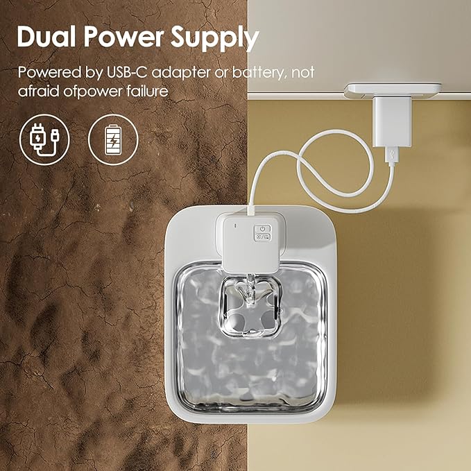 Cat Water Fountain 4L/135 oz with App-Monitoring and 3 Filters, Cordless Stainless Steel Pet Fountain, Dogs & Cats Indoor Dispenser Plug-in with Motion Sensor, Ultra-Silent Pump BPA-Free