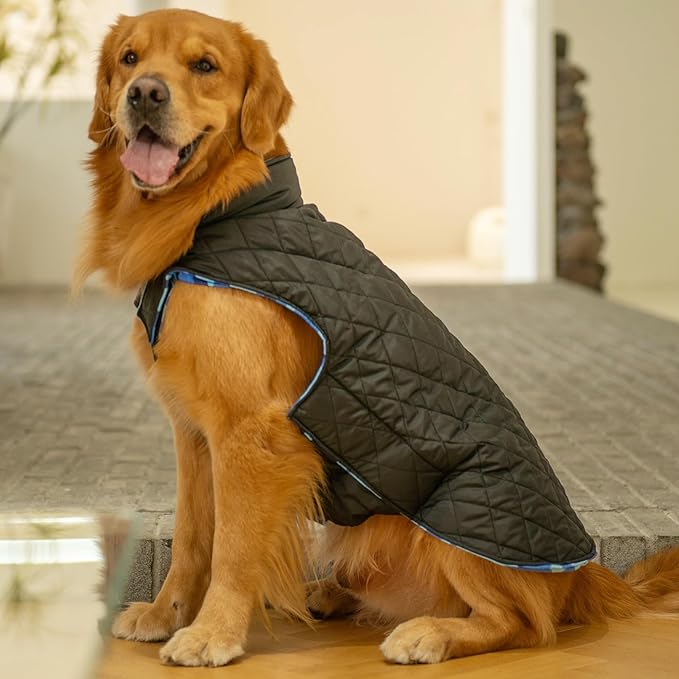 CuteBone Winter Dog Jacket - Waterproof, Windproof, Reversible, Adjustable Cold Weather Coat for Small to Large Dogs - Soft, Thick, with Leash Hole