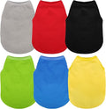 Paiaite 6 Pieces Plain Dog Shirt Sleeveless Puppy Cotton Dog Shirts Breathable Pet Apparel Tank Top Colorful Puppy Sweatshirt Clothes for Small Medium Dogs M