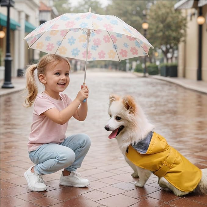 Dog Raincoat Dog Rain Jacket Poncho Waterproof Pet Rain Suit Double Layer Breathable Lining Hooded Leash Hole Adjustable Puppy Small Medium Dogs,Yellow,M