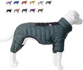 Lovelonglong Dog Coat - Warm Jacket, 4 Legs Covered Waterproof Windproof Reflective Dog Vest, Zippered Adjustable Outdoor Snow Jacket for Small to Large Dogs - ArmyGreen