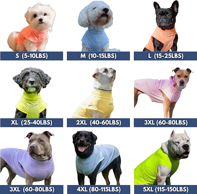 Spark Paws Sunblock Dog T-Shirt, SPF30 Protection, Lightweight Breathable Quick Dry for Dogs with Sensitive Skin - Blue & Grey (Set of 2) - 5XL