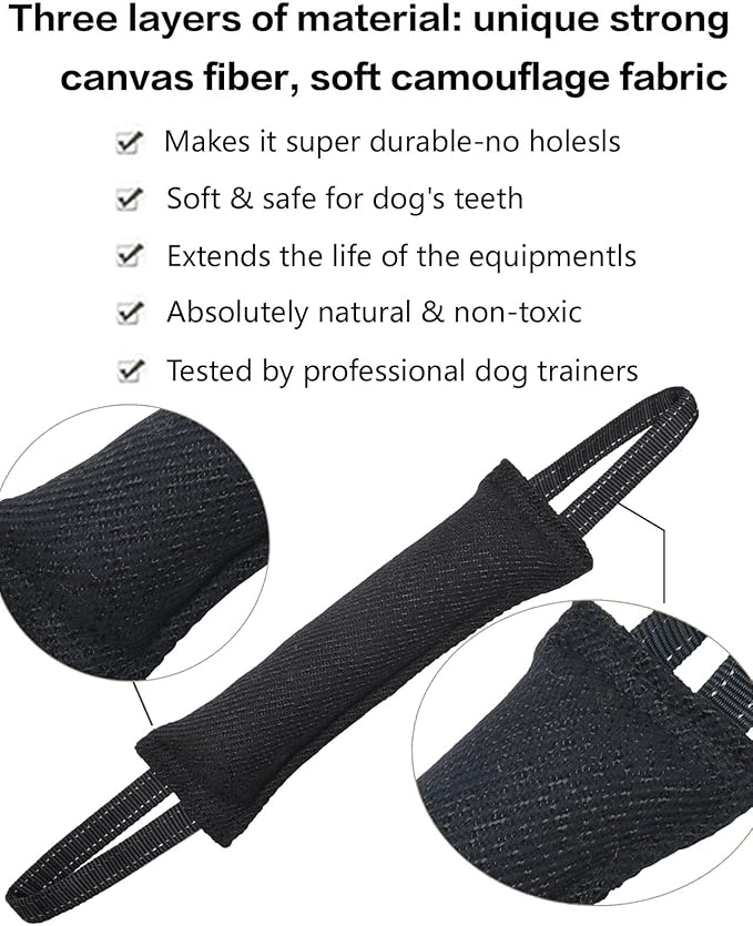 Clysoru Dog Tug Toy Dog，Double Pack Tough Jute Bite Pillow Training Equipment - Puppy to Large Dogs Interactive Toy. (Red Black)