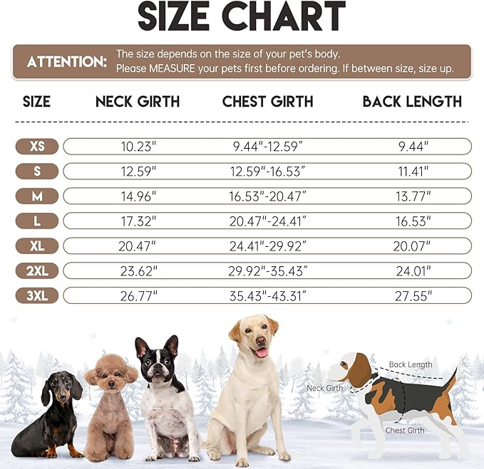 BRKURLEG Dog Winter Coat, Warm Dog Jackets for Small and Medium Large Dogs, Reflective Adjustable Pet Cold Weather Coats, Waterproof Windproof Dogs Snow Jacket Clothes Warm Vest (XS, Khaki)