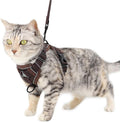 Cat Harness and Leash Set Escape Proof Tactical Medium Kitten Harness Emotional Support Cat Vest, Brown, M