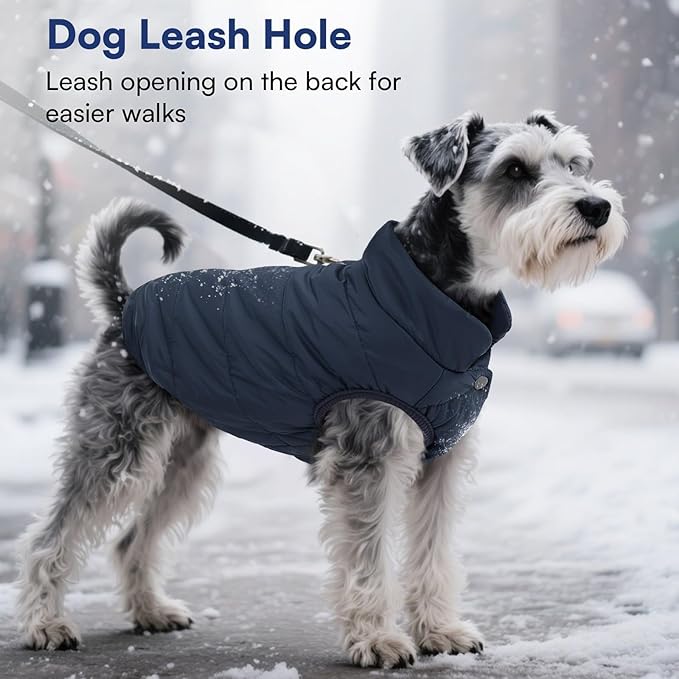 ASENKU Dog Winter Coat - Waterproof Windproof Dog Jacket, Warm Snowproof Doggie Puffer Vest for Cold Weather, Lightweight Snow Coats for Small Medium Large Dogs (XS, Blue)